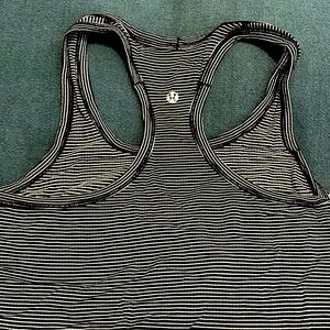 Lululemon black and white striped swiftly tech racer back running tank